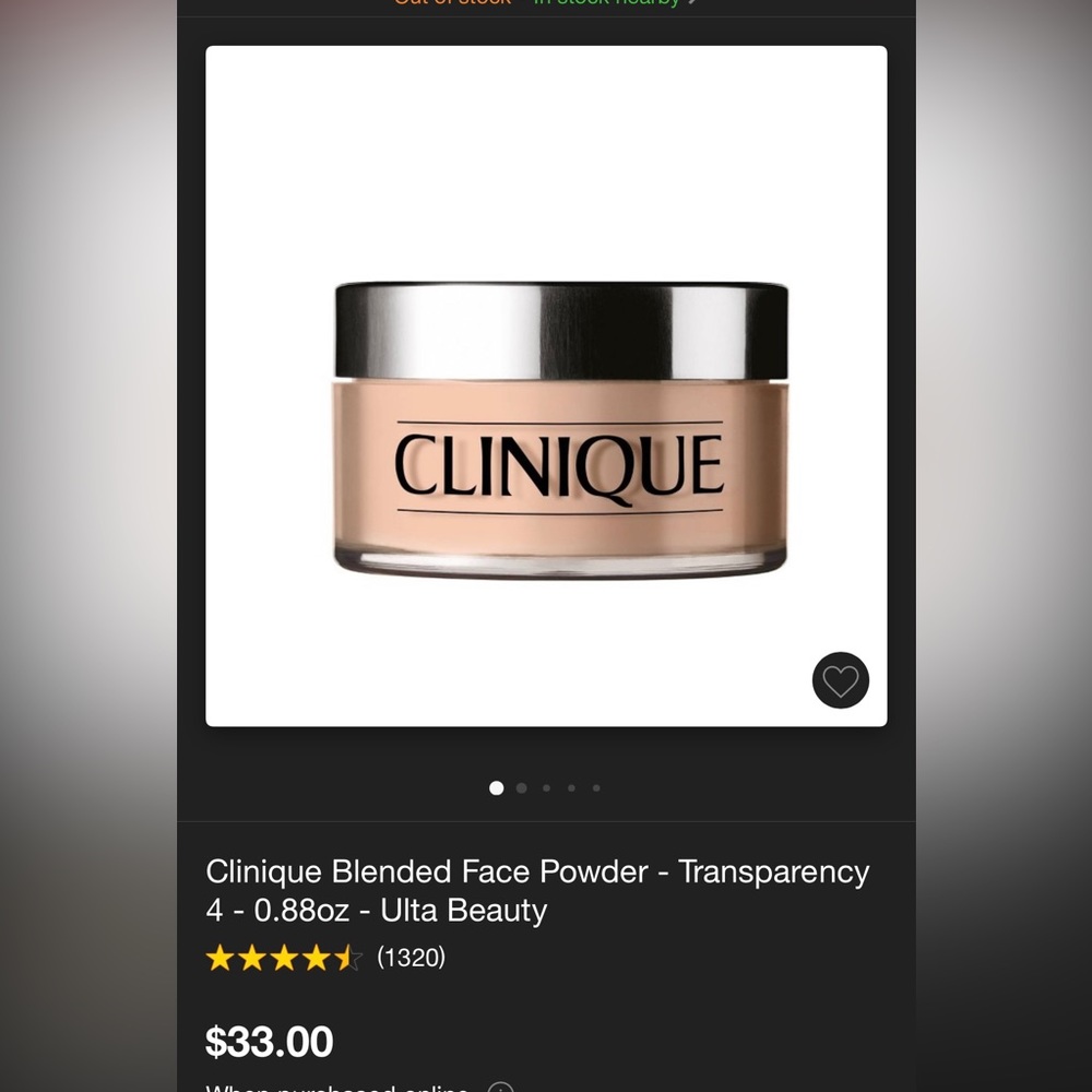 New with Box- Clinique face powder- transparency 4
